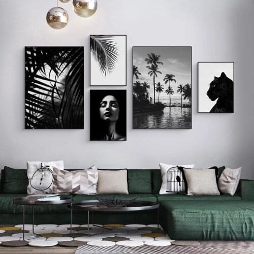 Black And White Landscape Figure Woman Girl Photography Canvas Painting Wall Frameless Picture Poster Living Room Decoration