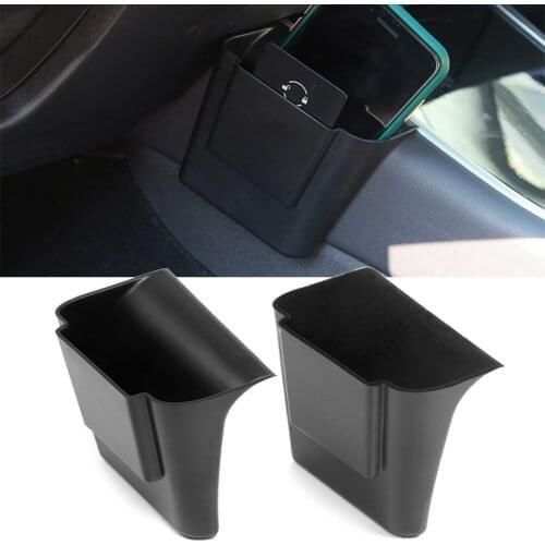 Black Car Center Console Organizer Armrest Storage Box 2Pcs For Tesla Model 3 2017 2018 2019 2020