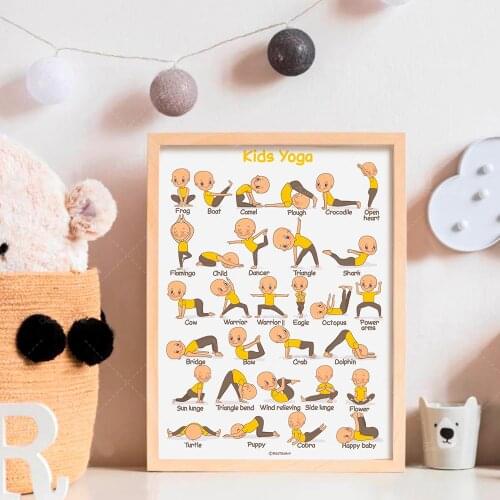 Kids Yoga Poster Homeschool Classroom Downloadable Prints Playroom Toddler Activities Morning Yoga Routine for Children Montesso