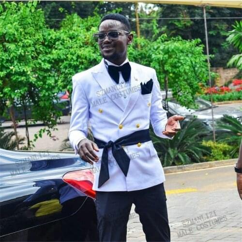 Double Breasted Slim Fit Men Suits Wedding Tuxedos Costume Groom Business Party Prom Best Men Blazer Terno Masculino 2 Pieces