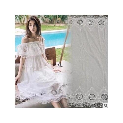 Bilateral Positioning Embroidered Hollow Punched Cotton Dress Curtain Fabric