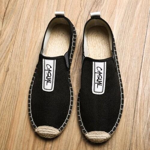 Autumn SUMMER Ethnic Style men Espadrille Flats Shoes man Canvas Loafers Hemp Insole Fisherman Men casual Shoes LA-12