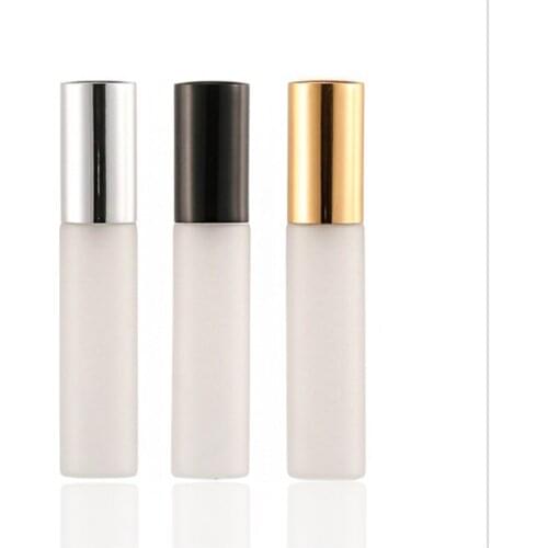 10 ML Perfume Bottles With Sprayer Frosted Glass Gold Silver Black Cosmetic Container Refillable Mist Spray Bottle 25 pcs/lot