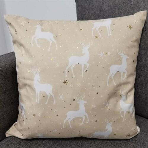 Foil Printed Stamping Christmas Reindeer Square Sofa Cover Cushion Cover Throw Pillowcase Modern From Factory