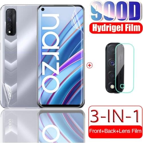 3in1 full cover hydrogel film for realmi realme narzo 30 narzo30 pro 30a 4g 5g front back screen protector camera film not glass