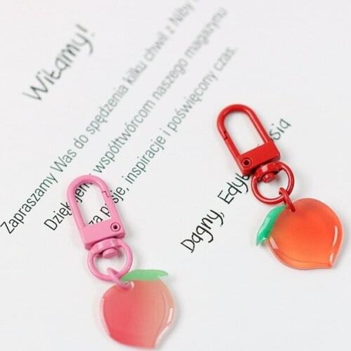 Ins Super Cute Pink Romantic Peach Axle Fruit Keychain Pendant AirPods Hanging Accessories for Car Key Chain Women Gift