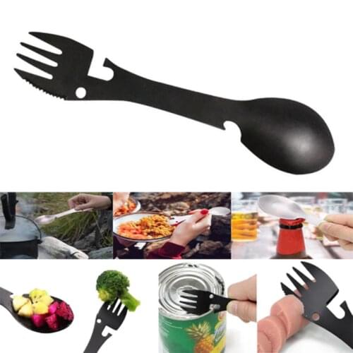 Tableware Multitool Bottle Stainless Steel Cutlery Flatware Utensil Fork Can Opener Spork Picnic Multi Tool Spoon Portable Camp