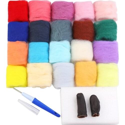MIUSIE DIY Wool Felt Kit Needle Felting Starter Tools Wool Felt Soft Roving With Felting needle For Wool Felt Craft Kit