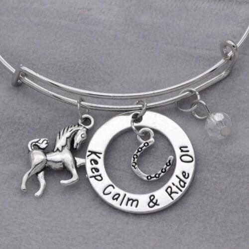 Fashion adjustable bracelet crystal Jewelry horse keep calm & ride on Pedal pendant knight maxim Bangle B167