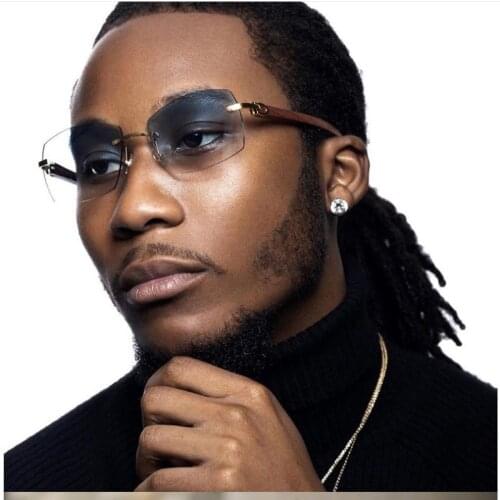 UV400 mens sunglasses ultra-transparent rimless Ocean Piece Diamond Edge new trend of eye protection 2021