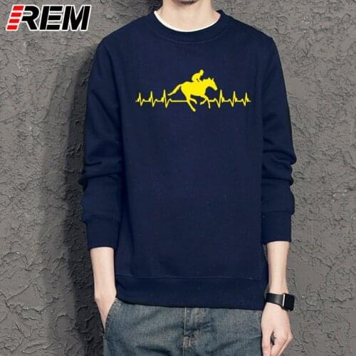 REM Men Hoodies, Sweatshirts Loose Clothes Its In My Heartbeat Horse Riding Youth Round Collar Customized Hoodies, Sweatshirts
