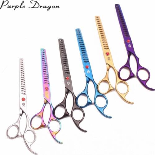 Dog Grooming Scissors 6.5" Purple Dragon Japan Stainless Pet Hair Scissors Thinning Scissors Shark Teeth Chunker Shears Z4007