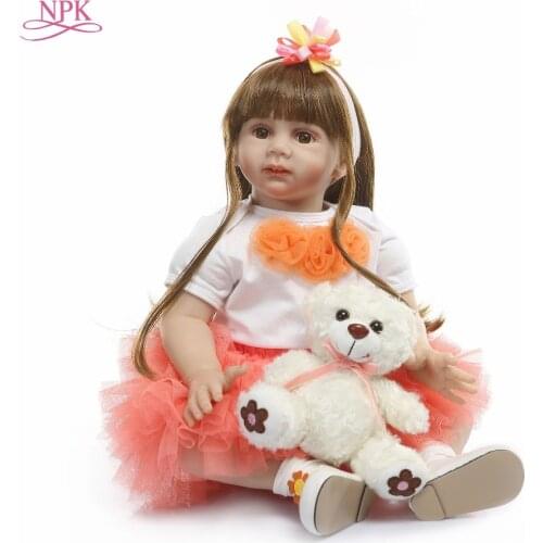 NPK 60cm Handmade vinyl silicone reborn baby doll toy newborn girl babies Fashion Bebes Reborn Dolls For Princess Child