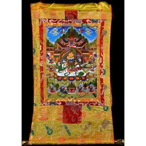 Wholesale Buddhist supplies-85CM Thang-ga Thangka- efficacious Protection Tibetan Buddhism Vaisravana Vessavana Buddha painting