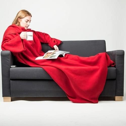 Wearable Fleece Blanket with Sleeves