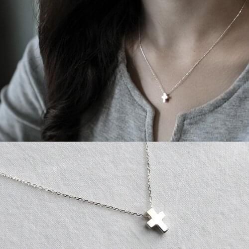 Tinny Small Authentic 925 Sterling silver Religion Small Cross Pendants necklace Fine Jewelry Charm x271