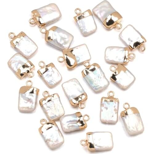 Natural Freshwater Pearl Pendants Square shape Charms Pendants For jewelry making DIY Necklaces Bracelet earrings Accessories