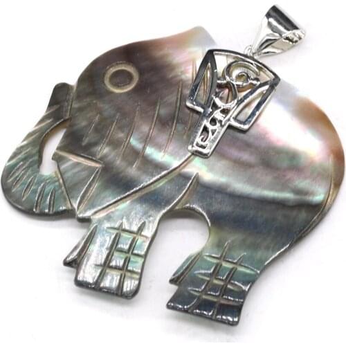 Charms Cute Elephant Shape Pendant Natural Shell Animals Pendant for Making Jewelry Necklace Accessories Gift 50x50mm