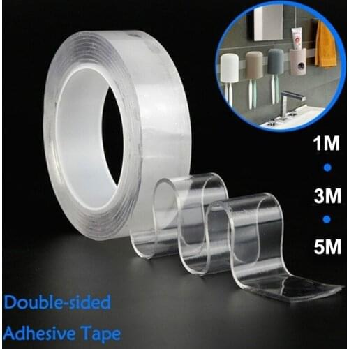 Sturdy Nano Invisible Adhesive Transparent Kitchen Tools Home Garden Washable Key Nano Adhesive Tape Reusable 1M/3.0M/5M Shear