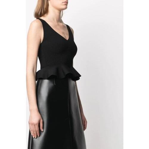 Simple And Stylish V-neck Ruffled Bandage Vest