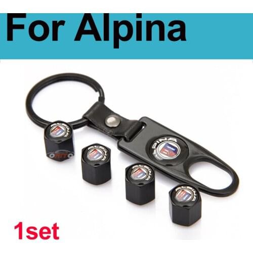 1set Dust-proof for Alpina Leather Black Car Tire Valve Cap Tyre Air Stems Caps Auto Cover for E60 E90 F10 F30 F15 E86 E89 E85