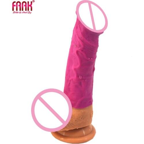 FAAK realistic dildo with suction cup silicone male artificial penis stitching color purplr black sex toys for women masturbator