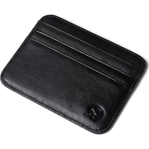 Retro First Layer Cowhide Leather Card Bag with 7 Card Slot Super Thin 100% Real Leather Bank Card Holder Coin Purse Sort Wallet