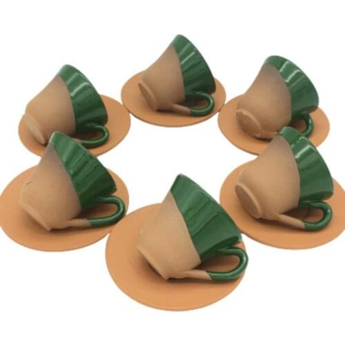 Handmade Pottery Cup Set. Clay Turkish Coffee Cup Set. Natural Soil Handmade Artwork Cup Set
