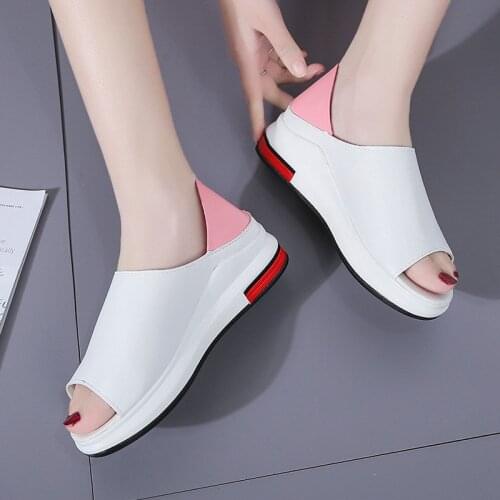 Plus Size Summer Casual Flat Women Sandals Sport Fashion Mixed Colors Slip-On PU Leather Non-slip Platform Beach Women Shoes