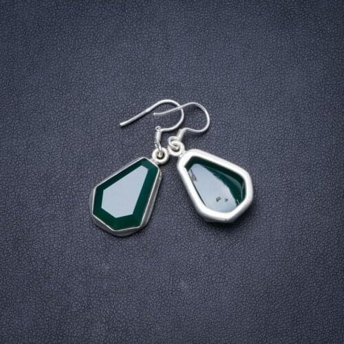 Natural Chrysoprase Handmade Unique 925 Sterling Silver Earrings 1.25" Y1702