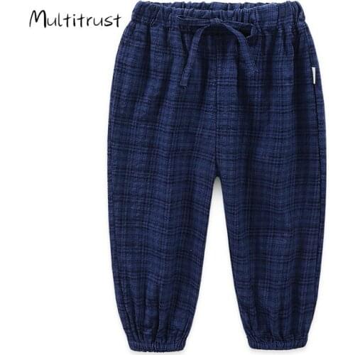 Childrens Summer Thin Pants Plaid Mosquito Cool Pants For Boys Girls Bloomers Kids Breathable Trousers Boy Girl 2-8Y