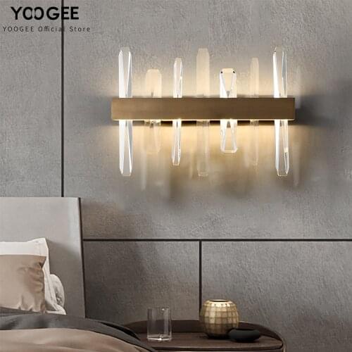 Modern Crystal Wall Lamps for Bedroom Luxury Copper Corridor Home Decor Hanging Lights Gold Design Living Room LED Wall Sconce