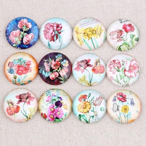 Reidgaller mix beautiful flower photo round glass cabochon 10mm 12mm 14mm 18mm 20mm 25mm 30mm diy pendant necklace findings