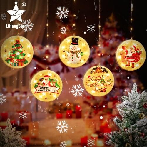 LED String Lights Christmas Decoration Holiday Lights 3D Sucker Hanging Lights Christmas Party Bedroom Window Garden Terrace
