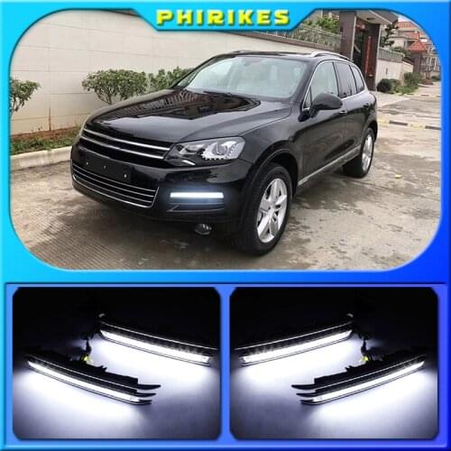 LED Daylight For VW Touareg 2011 2012 2013 2014 2015 with Turn Signal & Dimmed Function DRL Lamp