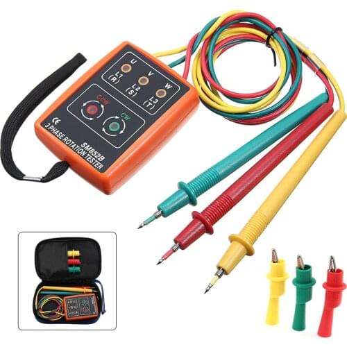 3 Phase Rotation Tester Multimeter Presence Rotation Tester Phase Indicator Detector LED Buzzer Phase Sequence Meter 60V-600V AC