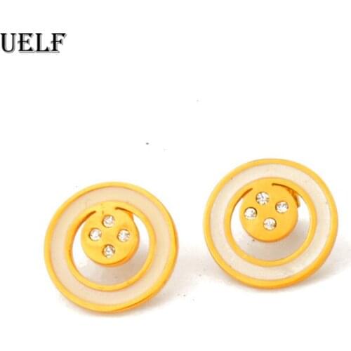Uelf New Trendy Zirconia Women Bling Bling Earrings Simple Delicate Round Circle Party Earrings For Female Fashion Jewelry Gift