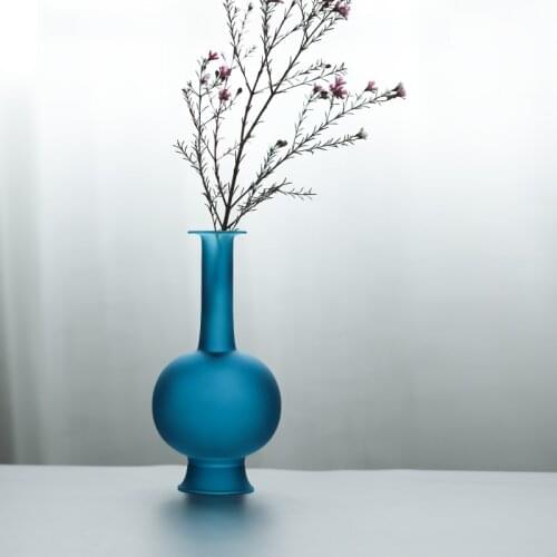 Vase Glass Matte Transparent Blue Glass Vases For Flowers Home Decoration Flower Vase Terrarium Home Decor Chinese Jarrones