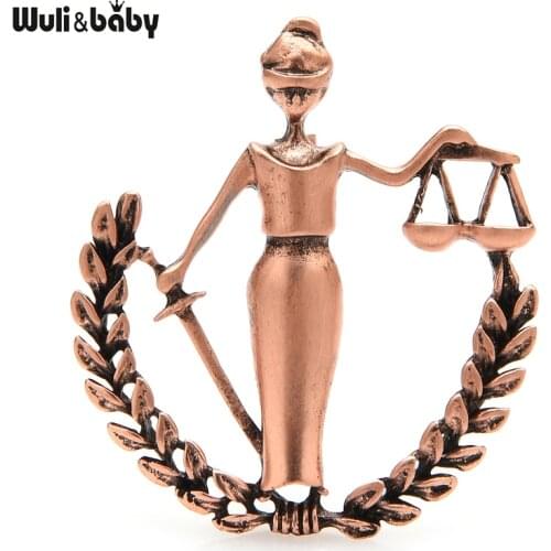 Wuli&baby Vintage 3-color Libra Brooches Women Unisex Metal Scale Lady Figure Office Casual Brooch Pins Gifts