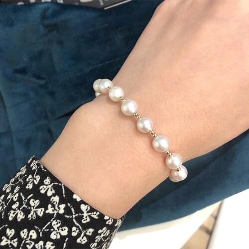 Liemjee Round Beads Pearl S925 Silver Bracelet Fashion Luxury Party Jewelry For Women Feature Namour Charm Gift All Seasons