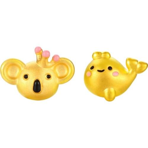 Pure 24K Yellow Gold Bracelet Women 3D 999 Gold Animal Bracelet