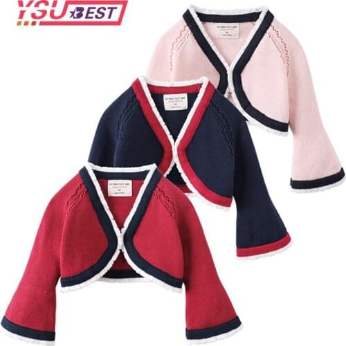 1-4Yrs Baby Girls Cardigan Cotton Autumn Solid Color Childrens Sweater Kids Girls Cardigan Jacket Knitting IDY Knitted Cloak