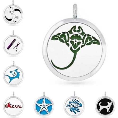 1PCS Dog Dolphin Star Shark 30mm Alloy Diffuser Locket Perfume Necklace Pendant With 1p Free Pad