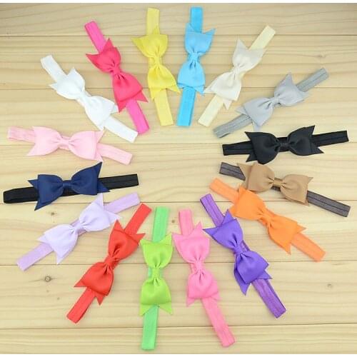 16 pcs/lot , 3.9" Grosgrain Ribbon Bow Headband, Elastic Headbands