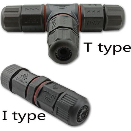 2pcs IP67 Electrical Cable Waterproof Connector I/T Shape 2 Pin 3 Pin Terminal Adapter Wire Connector Screw Pin For LED Light