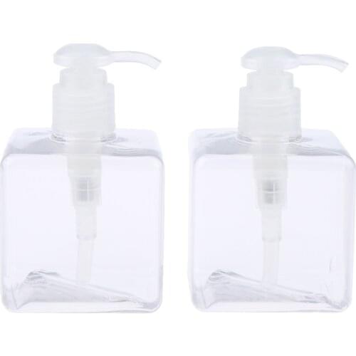 2pcs Refillable Lotion Liquid Soap Pump Bottles, Green/Brown/Transparent