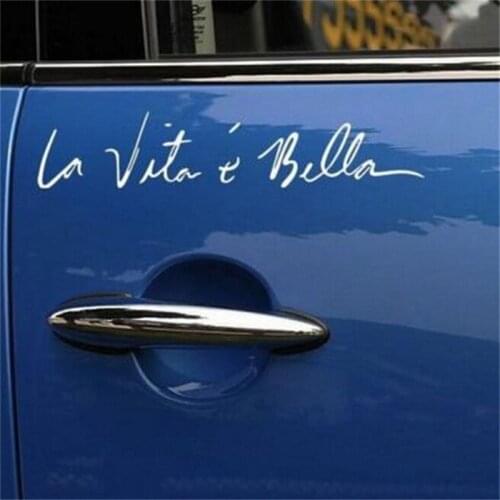 40*8CM Car Accessories Side Door English Beautiful Life La Vita e Bella Car Sticker Reflective Car Styling Dropshipping
