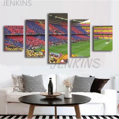 5 Pieces Canvas Paintings Home Decor Football competition Soccer Stadium Poster Pictures Living Room Wall Art NO framed Jenkins