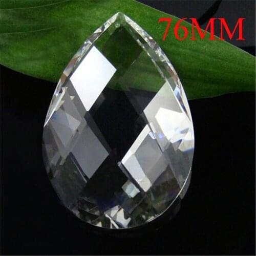 50pcs (+Free rings) Sparkl 76mm Chandelier Tear Shape Transparent Crystal Chandelier Lighting Decorative Glass Suncatcher Parts