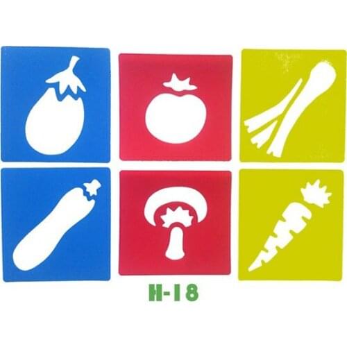 6PCS/LOT.Vegetables template stencil Kids art board Early learning educational toy Party favor Self learning 14x15cm 18 design